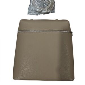 Convertible Faux Leather Backpack‎ Shoulder Bag Taupe Satchel Purse